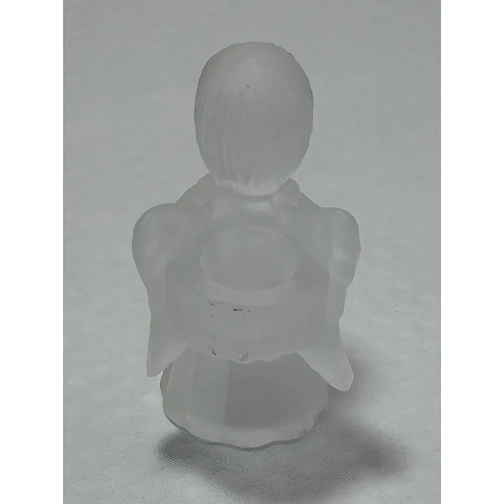 Candle Holder Angel Clear Satin Frosted Glass Vintage‎ Christmas